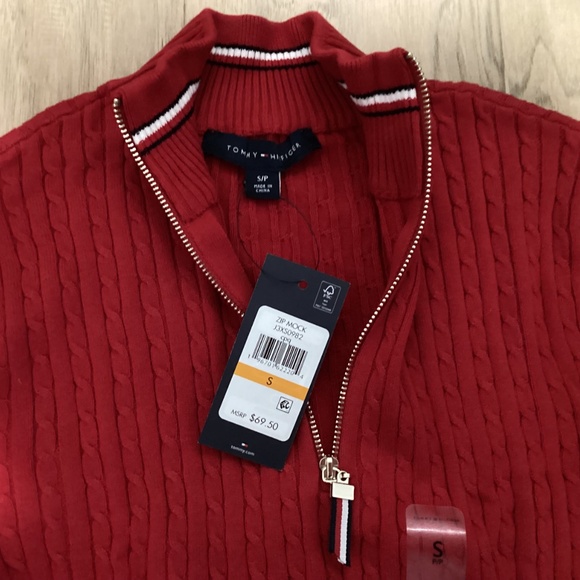 TOMMY HILFIGER Women's Cotton Mock Turtleneck Cable-Knit Sweater, size S - Picture 3 of 6